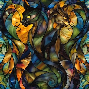 Stained Glass Watercolor Cat Glass Fever