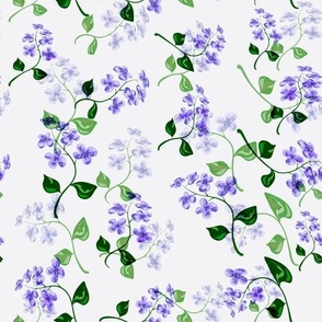 blue lilac flowers on white background retro sixties 