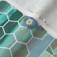 messy hexy tile work - cool hues