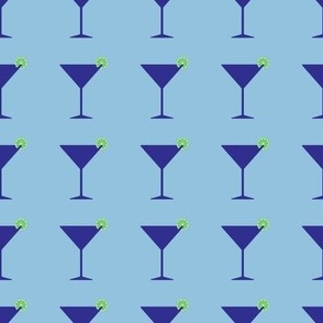 Martini Glass Blue on Light Blue