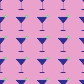 Martini Glass Blue on Pink