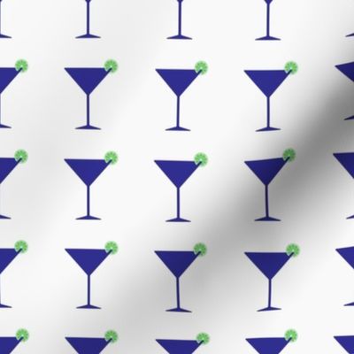 Martini Glass Blue on White