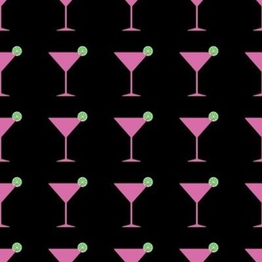 Martini Glass Pink on Black