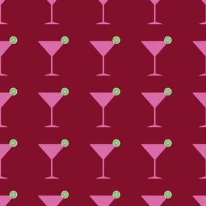 Martini Glass Pink on Red Merlot