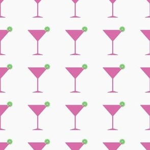 Martini Glass Pink on White