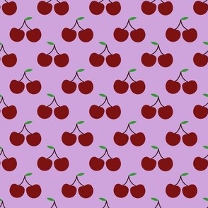Red Cherries on Purple Background