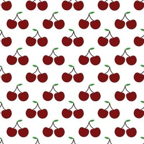 Red Cherries on White Background