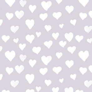 Watercolor Hearts in White and Light Grey