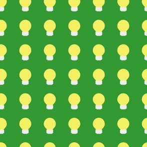 Yellow Light Bulbs on Green Background