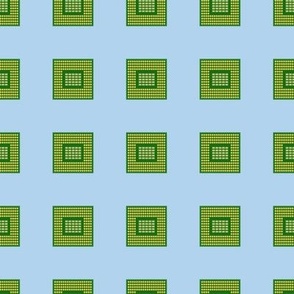 Computer Chips on Light Blue Background