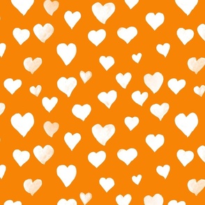 Watercolor Hearts in White and Orange