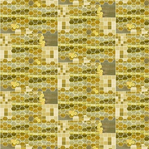 messy hexy tile work - neutral and yellow hues