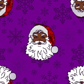 purple christmas black santa snowflakes