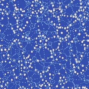 L|Maximalist Dot Constellations: Geometric off-white light blue Polka Dots on denim blue