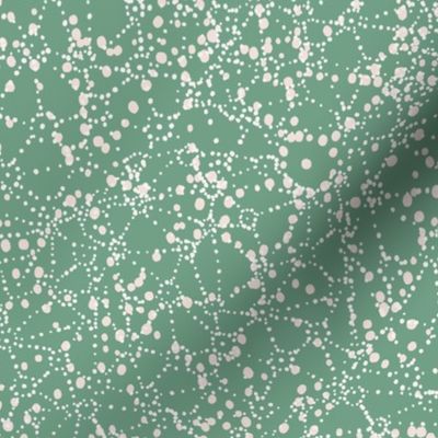 L| Maximalist Dot Constellations: Geometric off-white Polka Dots on aqua green