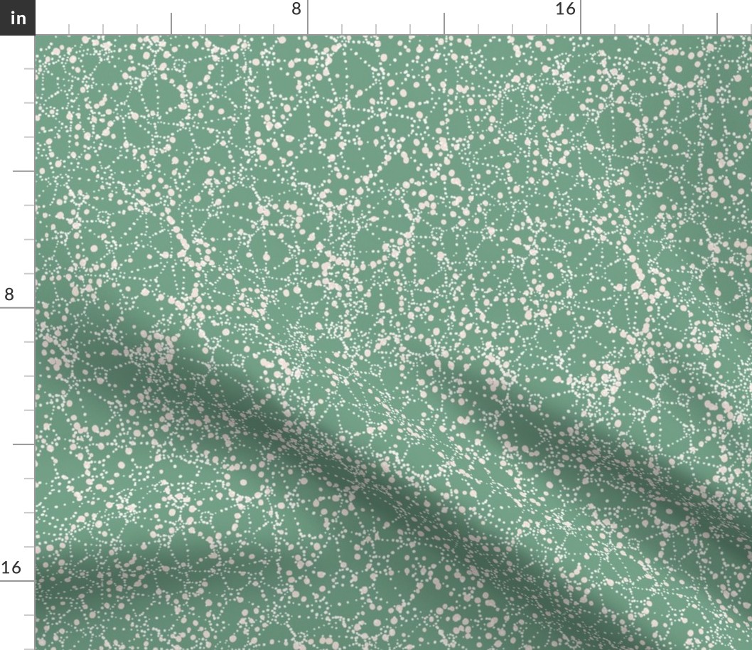 L| Maximalist Dot Constellations: Geometric off-white Polka Dots on aqua green