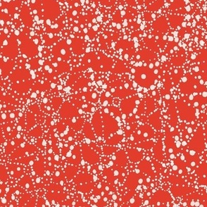 L|Maximalist Dot Constellations: Geometric white Polka Dots on Vermillion red