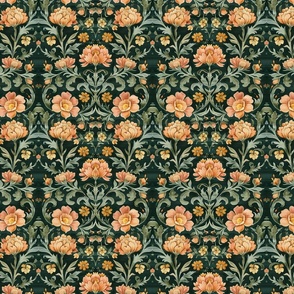 Small Emerald Elegance: Classic Floral Tapestry
