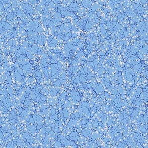 M| Maximalist Dot Constellations: Geometric off-white dark blue Polka Dots on Sky blue