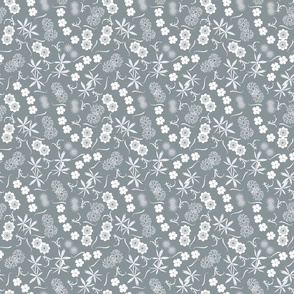 cute summer floral pewter gray and white