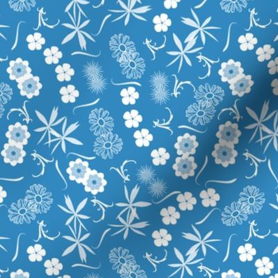 cute summer floral blue and white