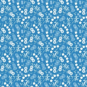 cute summer floral blue and white