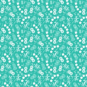 cute summer floral teal and white