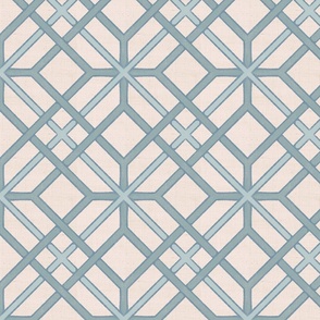 Linen Stamped Woven Lattice Blue