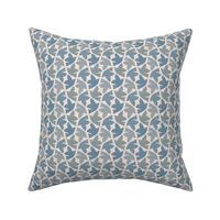 Linen Stamped Birds - Small - Blue