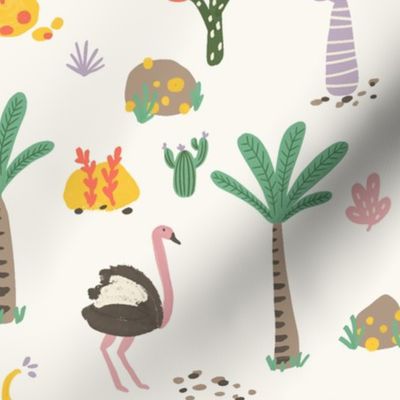 [M] Out on safari - Baobab tree, snakes, elephants and cactus - Pastel Pink Purple #P240231 