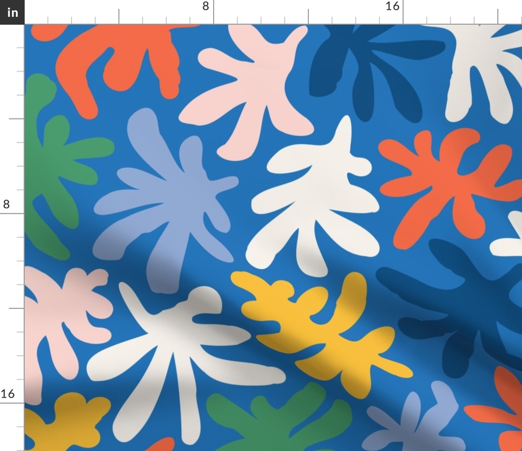 Colorful coral in blue, beach designs - abstract geometric wallpaper