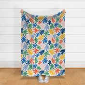Large - Colorful coral in white with primary colors, Summer beach designs - abstract shapes wallpaper