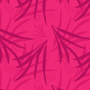 Medium-Bright pink ferns and leaves