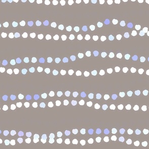 Wavy Hand Drawn Polka Dot Stripes in Pastel Blue on Beige
