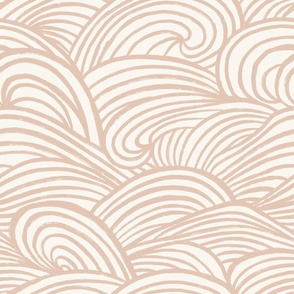 Waves In Motion_Coastal Summer_Cafe Creme beige Plain_Large