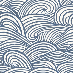 Waves In Motion_Coastal Summer_Moonlight Blue Plain_Large