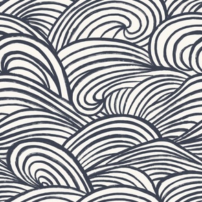 Waves In Motion_Coastal Summer_Outer Space Navy Blue Plain_Large