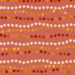 Wavy Hand Drawn Polka Dot Stripes in Pink, Orange, Terracotta
