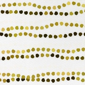Wavy Hand Drawn Polka Dot Stripes in Gold, Brown Cream
