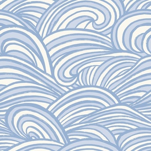 Waves In Motion_Coastal Summer_Cerulean Blue and Ancient Water light blue Multi_Large