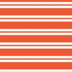 Nautical stripe in red orange and cream medium