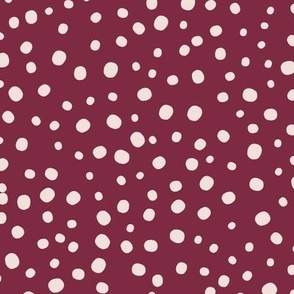 L|Geometric irregular white speckled polka dots on fuchisa