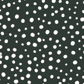 L|Geometric irregular white speckled polka dots on dark slate