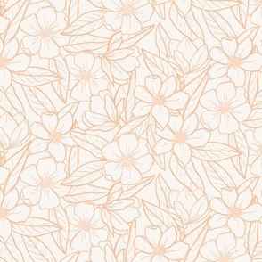 Sketched floral magnolia / warm peach fuzz and beige