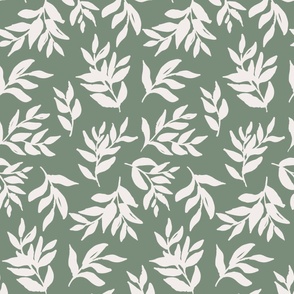 block printed leaves botanical in peach - large scale for interior wallpaper and home decor