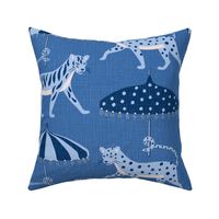 whimsical tiger and leopard parade/dark blue/jumbo
