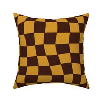 Groovy-retro-vintage-1970s-mustard-yellow-chocolate-brown--curvilinear-distorted-checkerboards-XL-jumbo