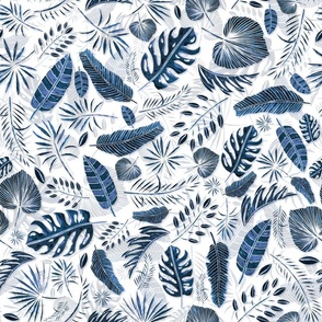 Exotic Palm Leaves Blue