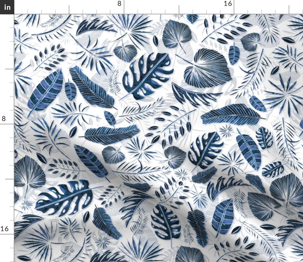 Exotic Palm Leaves Blue