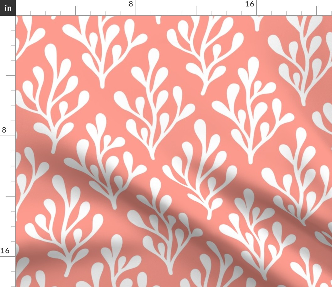 Two tone diamond shaped seaweed - pastel red and white - large scale
